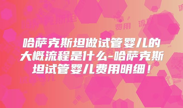 哈萨克斯坦做试管婴儿的大概流程是什么-哈萨克斯坦试管婴儿费用明细！