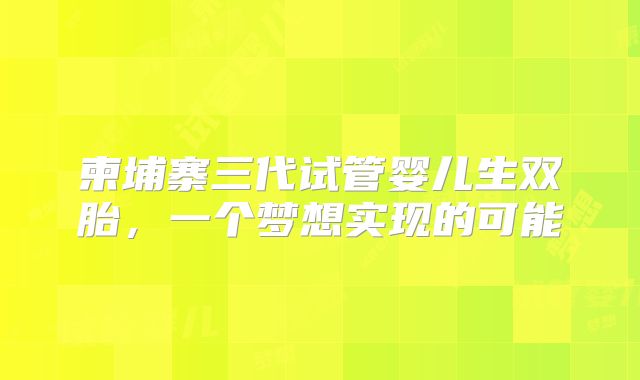 柬埔寨三代试管婴儿生双胎，一个梦想实现的可能
