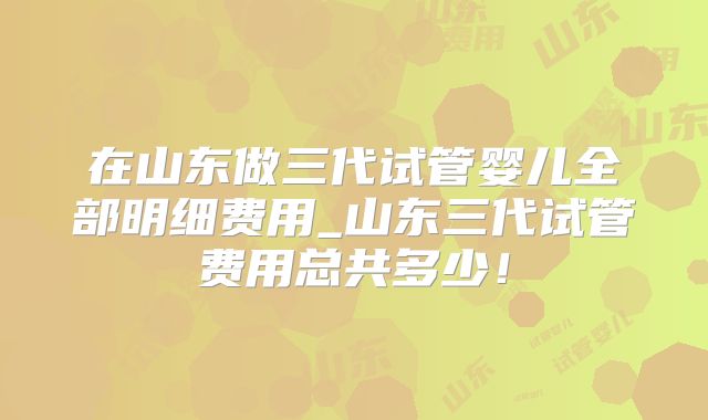 在山东做三代试管婴儿全部明细费用_山东三代试管费用总共多少！