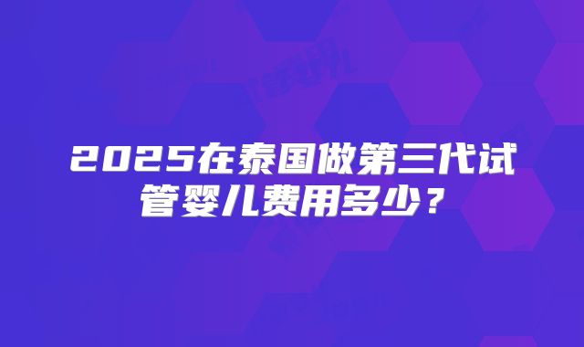 2025在泰国做第三代试管婴儿费用多少？