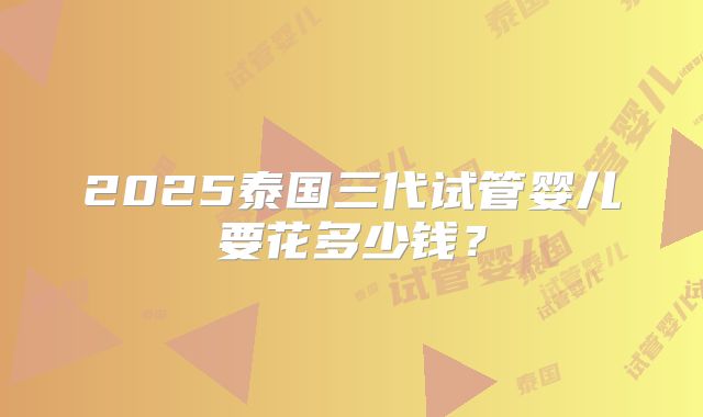 2025泰国三代试管婴儿要花多少钱？