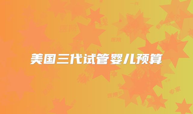 美国三代试管婴儿预算