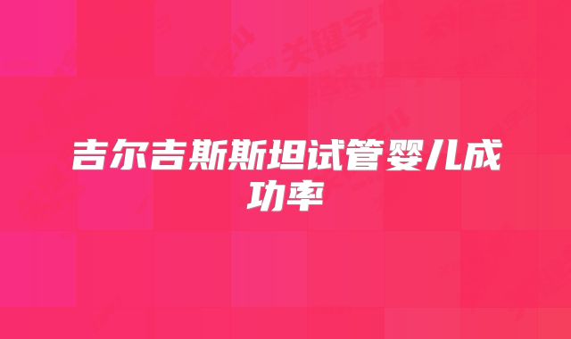 吉尔吉斯斯坦试管婴儿成功率