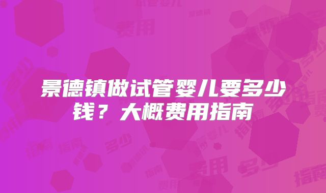 景德镇做试管婴儿要多少钱？大概费用指南