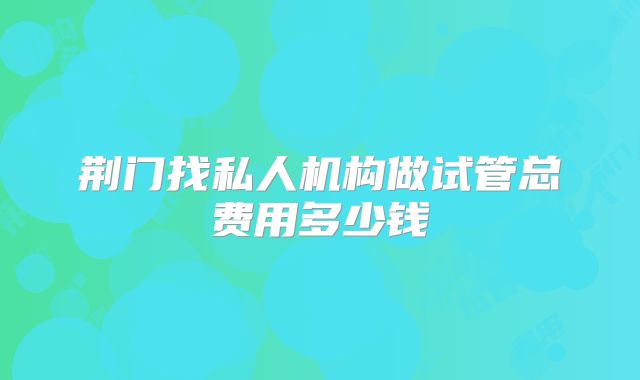 荆门找私人机构做试管总费用多少钱