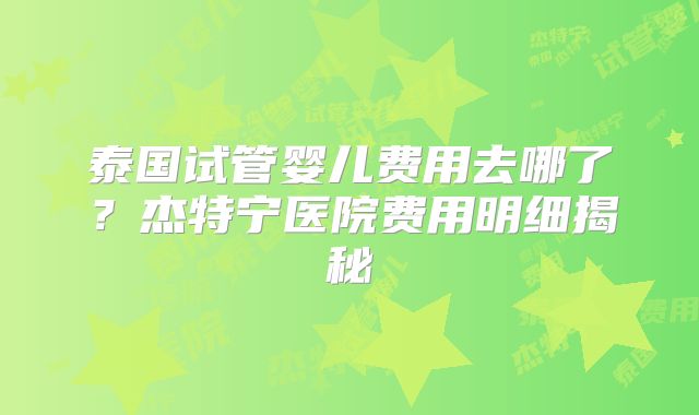 泰国试管婴儿费用去哪了？杰特宁医院费用明细揭秘