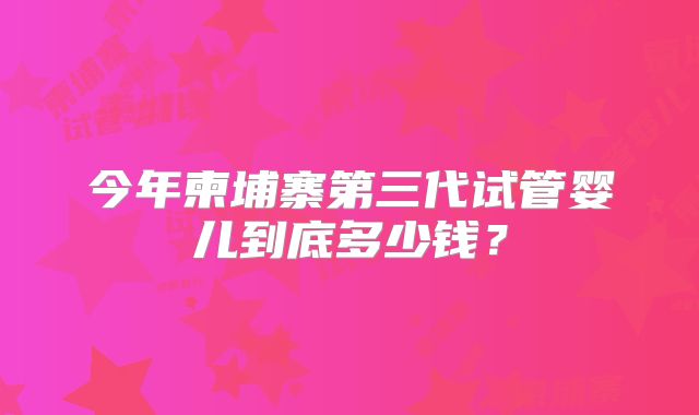 今年柬埔寨第三代试管婴儿到底多少钱？