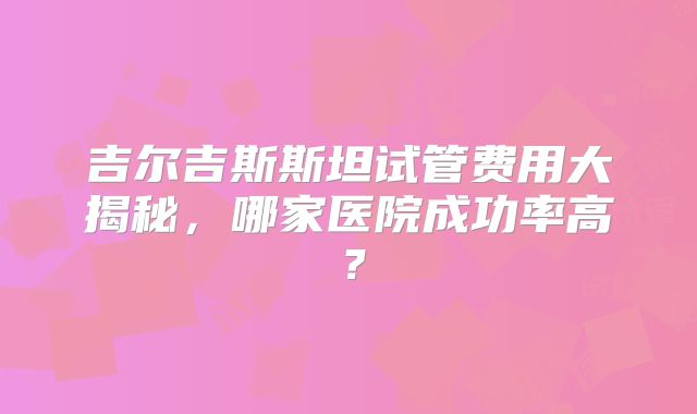 吉尔吉斯斯坦试管费用大揭秘，哪家医院成功率高？