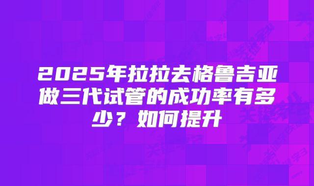 2025年拉拉去格鲁吉亚做三代试管的成功率有多少？如何提升