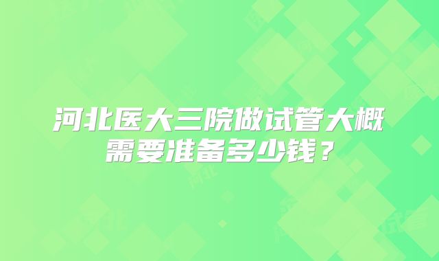 河北医大三院做试管大概需要准备多少钱？