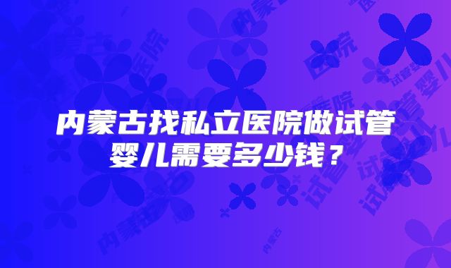 内蒙古找私立医院做试管婴儿需要多少钱？