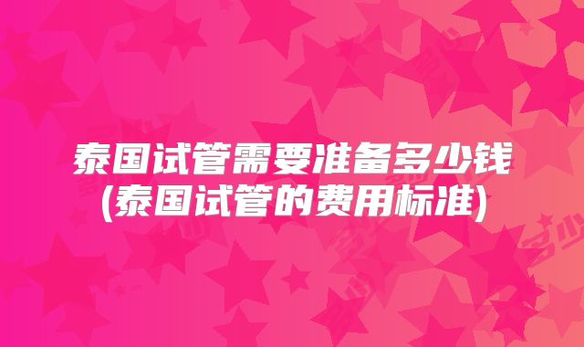 泰国试管需要准备多少钱(泰国试管的费用标准)