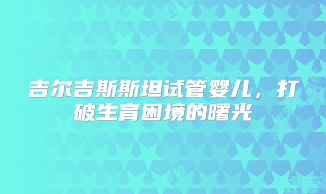 吉尔吉斯斯坦试管婴儿，打破生育困境的曙光