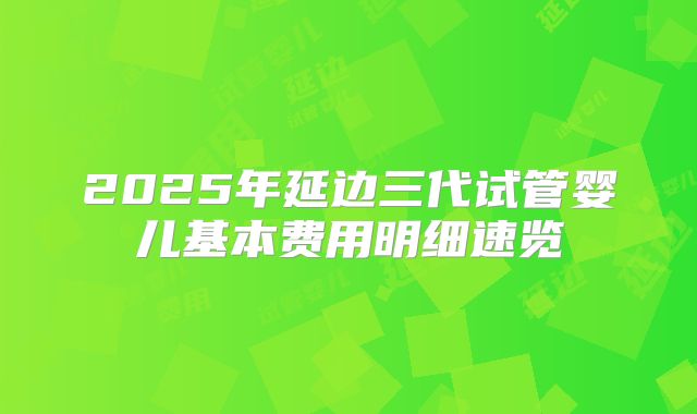 2025年延边三代试管婴儿基本费用明细速览