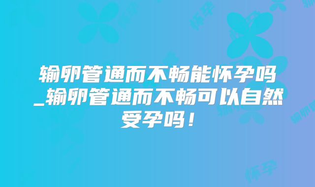 输卵管通而不畅能怀孕吗_输卵管通而不畅可以自然受孕吗!