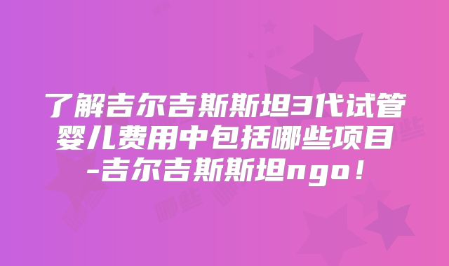 了解吉尔吉斯斯坦3代试管婴儿费用中包括哪些项目-吉尔吉斯斯坦ngo！