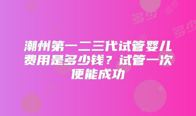 潮州第一二三代试管婴儿费用是多少钱?试管一次便能成功