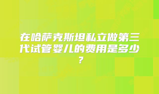 在哈萨克斯坦私立做第三代试管婴儿的费用是多少？