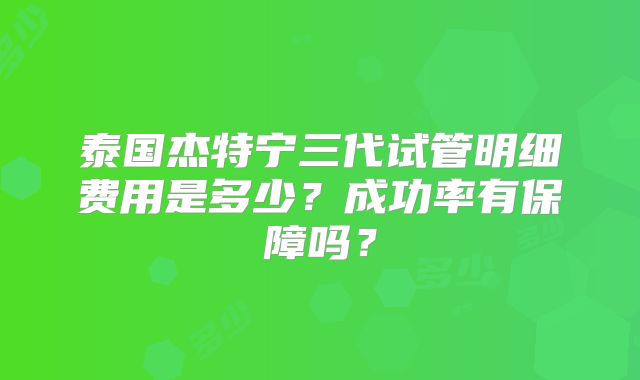 泰国杰特宁三代试管明细费用是多少？成功率有保障吗？