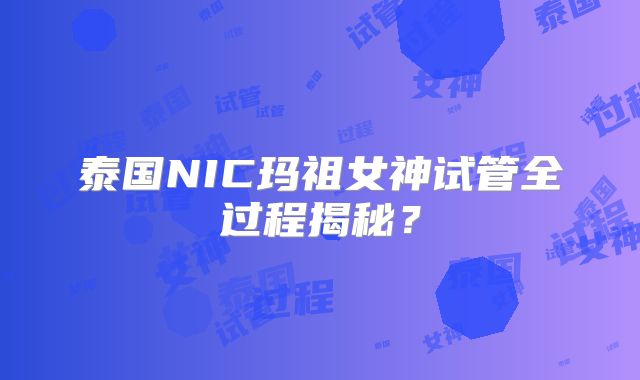 泰国NIC玛祖女神试管全过程揭秘？