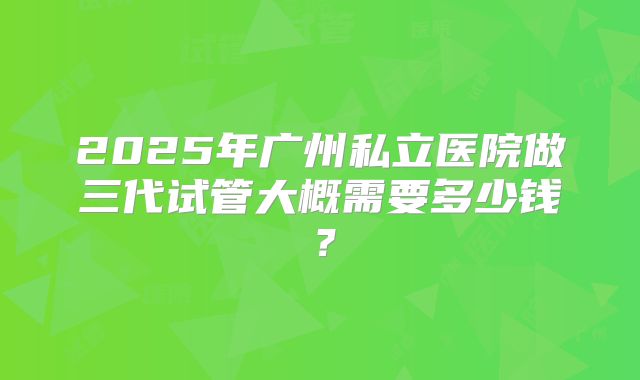 2025年广州私立医院做三代试管大概需要多少钱？