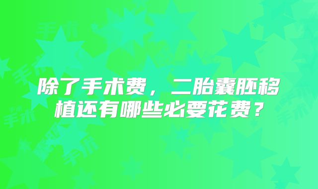 除了手术费，二胎囊胚移植还有哪些必要花费？