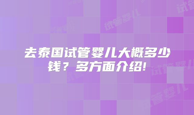 去泰国试管婴儿大概多少钱？多方面介绍!