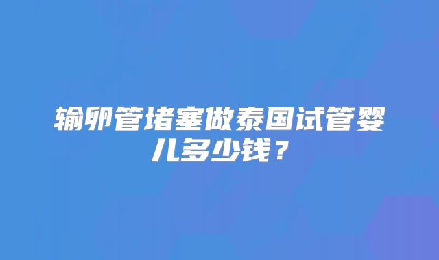 输卵管堵塞做泰国试管婴儿多少钱？