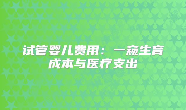 试管婴儿费用：一窥生育成本与医疗支出