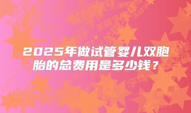 2025年做试管婴儿双胞胎的总费用是多少钱？
