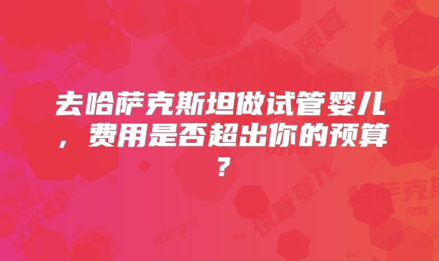 去哈萨克斯坦做试管婴儿，费用是否超出你的预算？