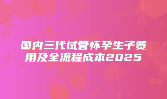 国内三代试管怀孕生子费用及全流程成本2025