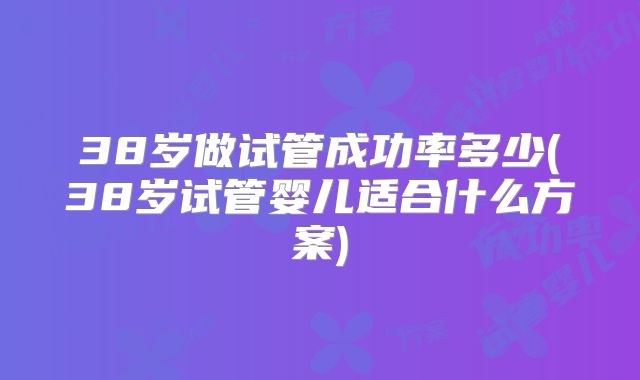 38岁做试管成功率多少(38岁试管婴儿适合什么方案)