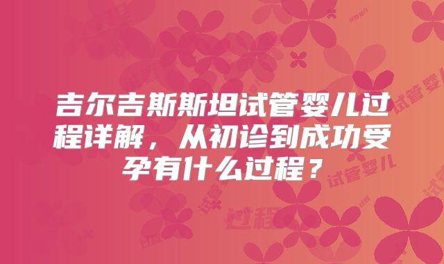 吉尔吉斯斯坦试管婴儿过程详解，从初诊到成功受孕有什么过程？