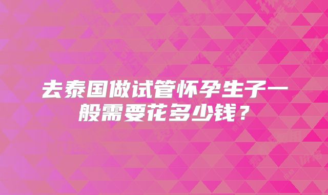 去泰国做试管怀孕生子一般需要花多少钱？