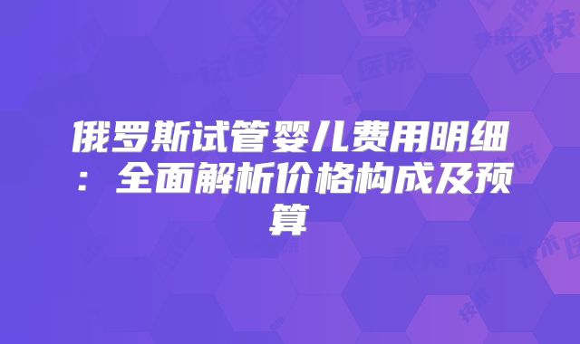 俄罗斯试管婴儿费用明细:全面解析价格构成及预算