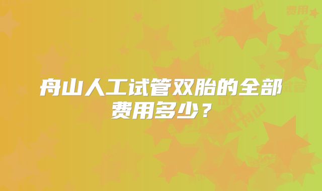 舟山人工试管双胎的全部费用多少？
