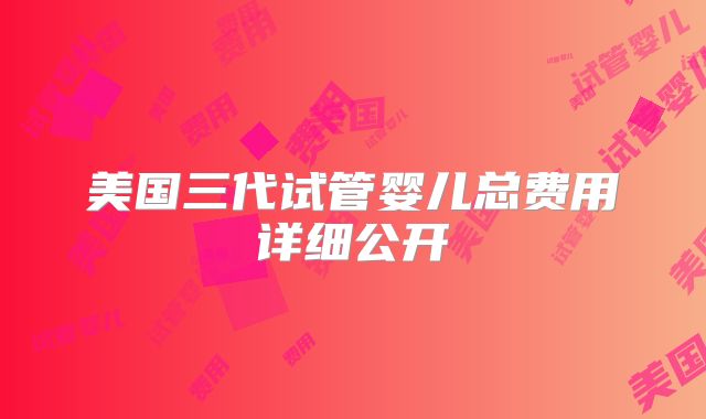 美国三代试管婴儿总费用详细公开