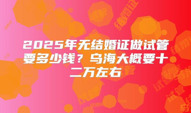 2025年无结婚证做试管要多少钱？乌海大概要十二万左右