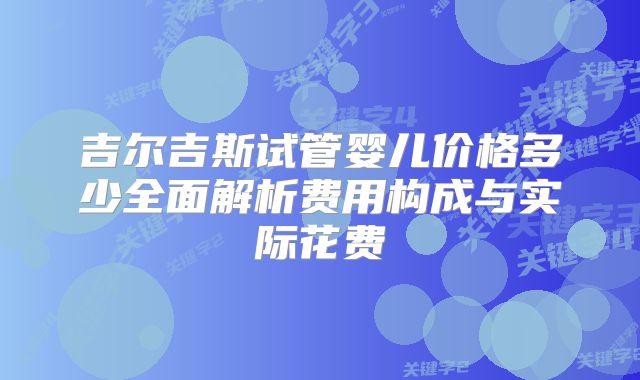 吉尔吉斯试管婴儿价格多少全面解析费用构成与实际花费