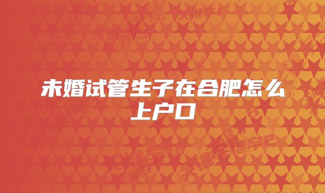 未婚试管生子在合肥怎么上户口