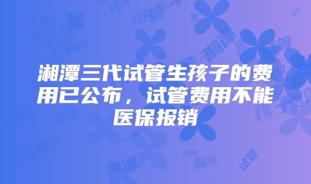 湘潭三代试管生孩子的费用已公布，试管费用不能医保报销