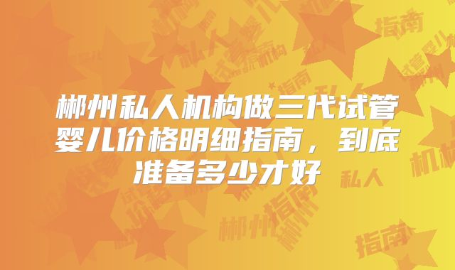 郴州私人机构做三代试管婴儿价格明细指南，到底准备多少才好