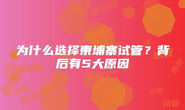 为什么选择柬埔寨试管?背后有5大原因
