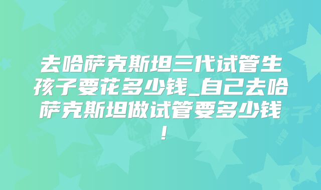去哈萨克斯坦三代试管生孩子要花多少钱_自己去哈萨克斯坦做试管要多少钱!
