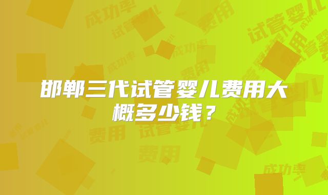 邯郸三代试管婴儿费用大概多少钱?
