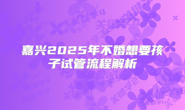 嘉兴2025年不婚想要孩子试管流程解析