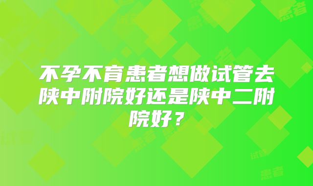 不孕不育患者想做试管去陕中附院好还是陕中二附院好？