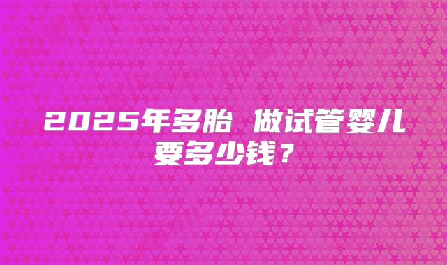 2025年多胎 做试管婴儿要多少钱？