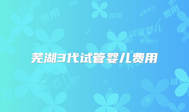 芜湖3代试管婴儿费用